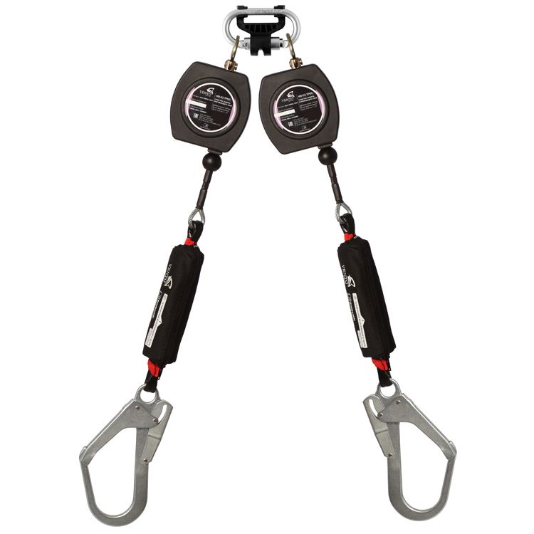 Двухплечевое СИЗ втягивающего типа НВ-02 трос с карабином Стальной Монтажный (НВ02C duo 0051)